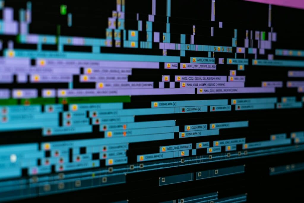 Timeline de montage vidéo à l'écran