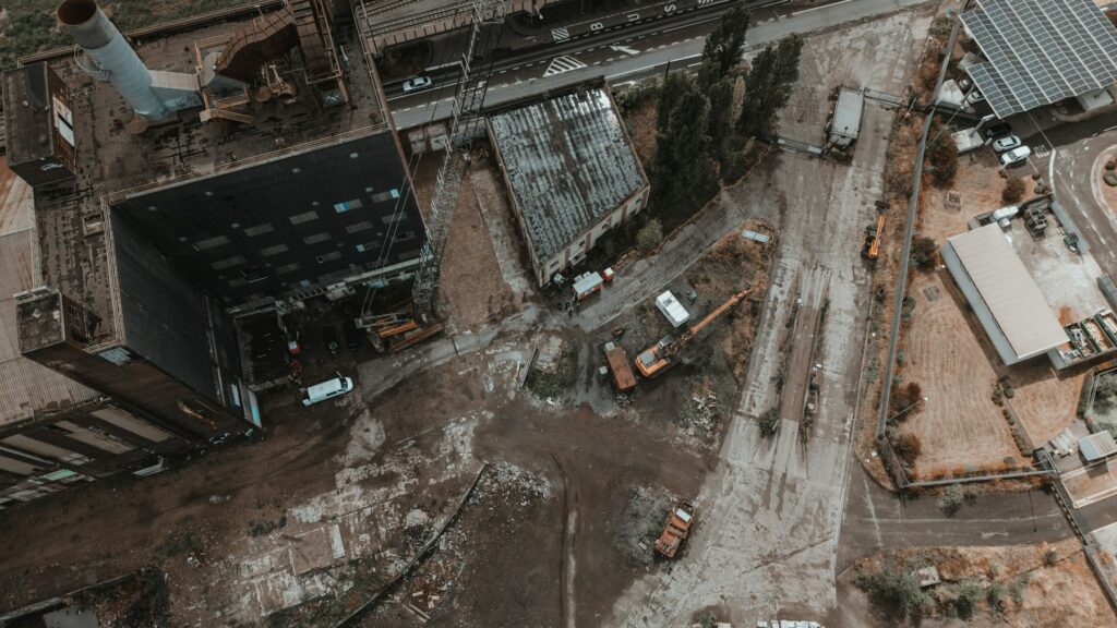 Photogrammétrie drone d’un site industriel en travaux